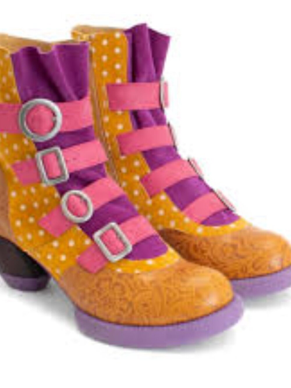 Fluevog Nigel Orange Polka Dots size 8 New Never Worn - Picture 2 of 4